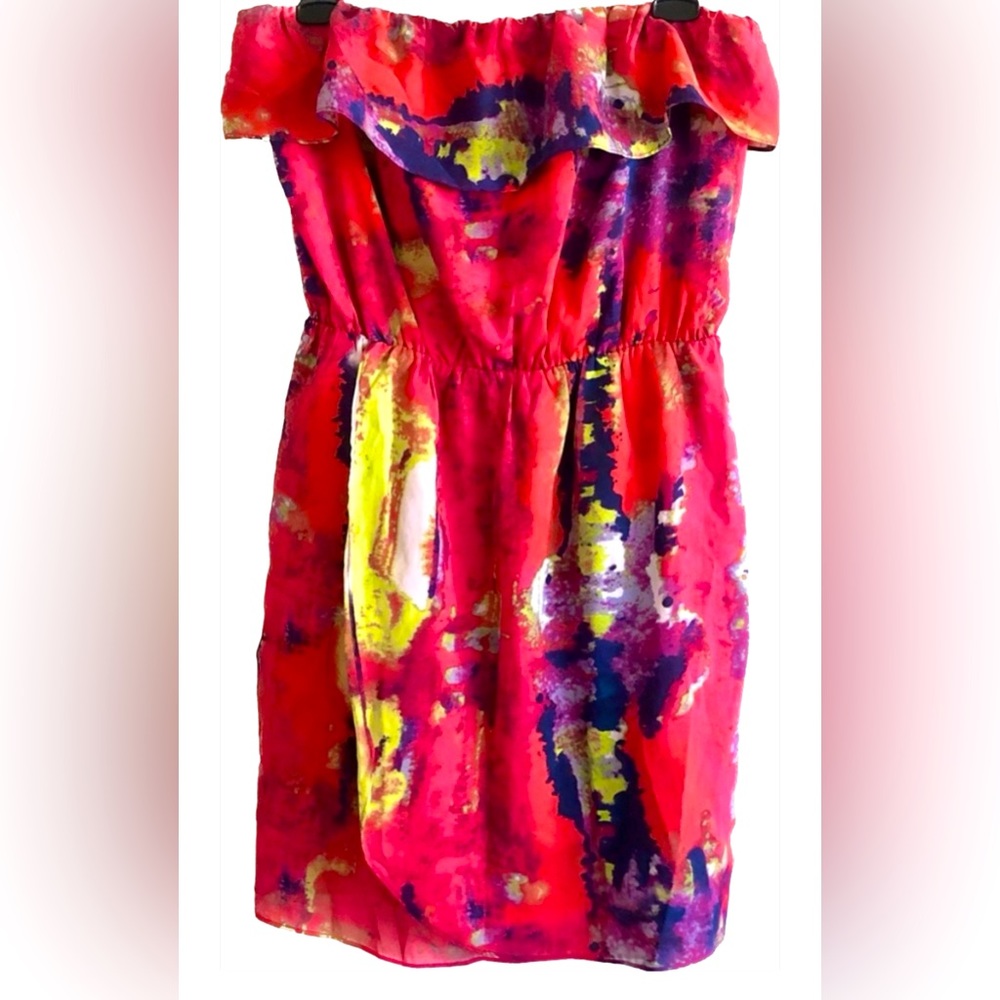 Y2K MM Couture by Miss Me abstract watercolor strapless